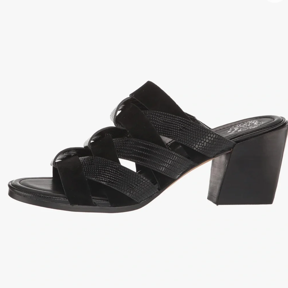 Vince Camuto Deljesta Black Braided Leather Strap Mules Size 8.5 - Picture 4 of 9